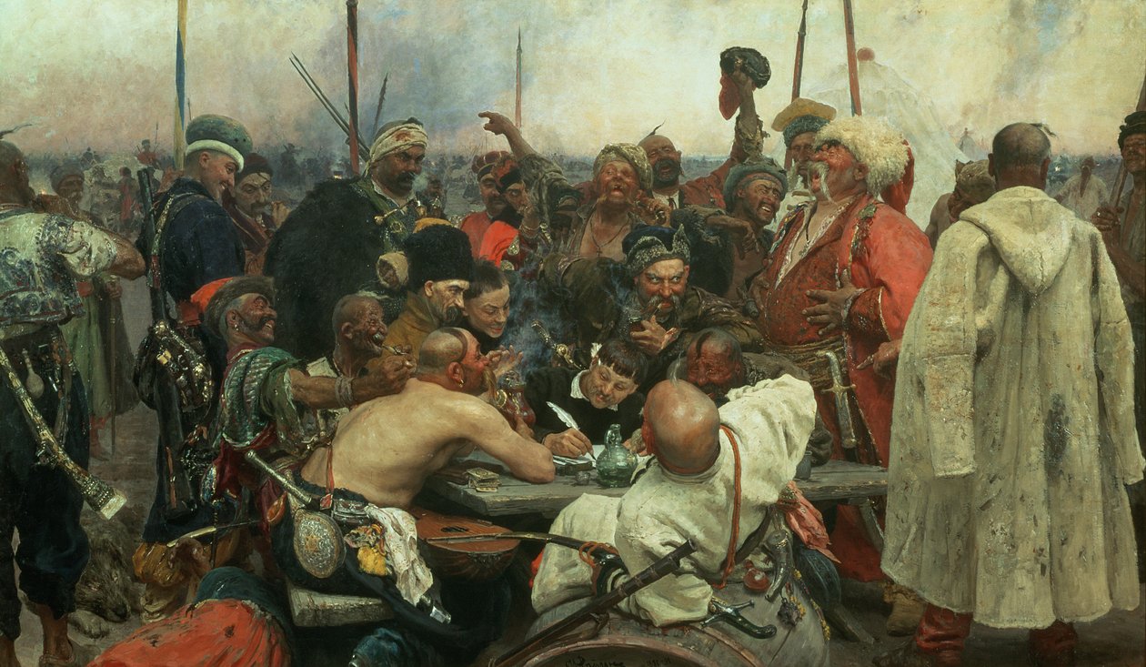 扎波罗热哥萨克人写信给土耳其苏丹，1890-91 作者 伊利亚·叶菲莫维奇·列宾