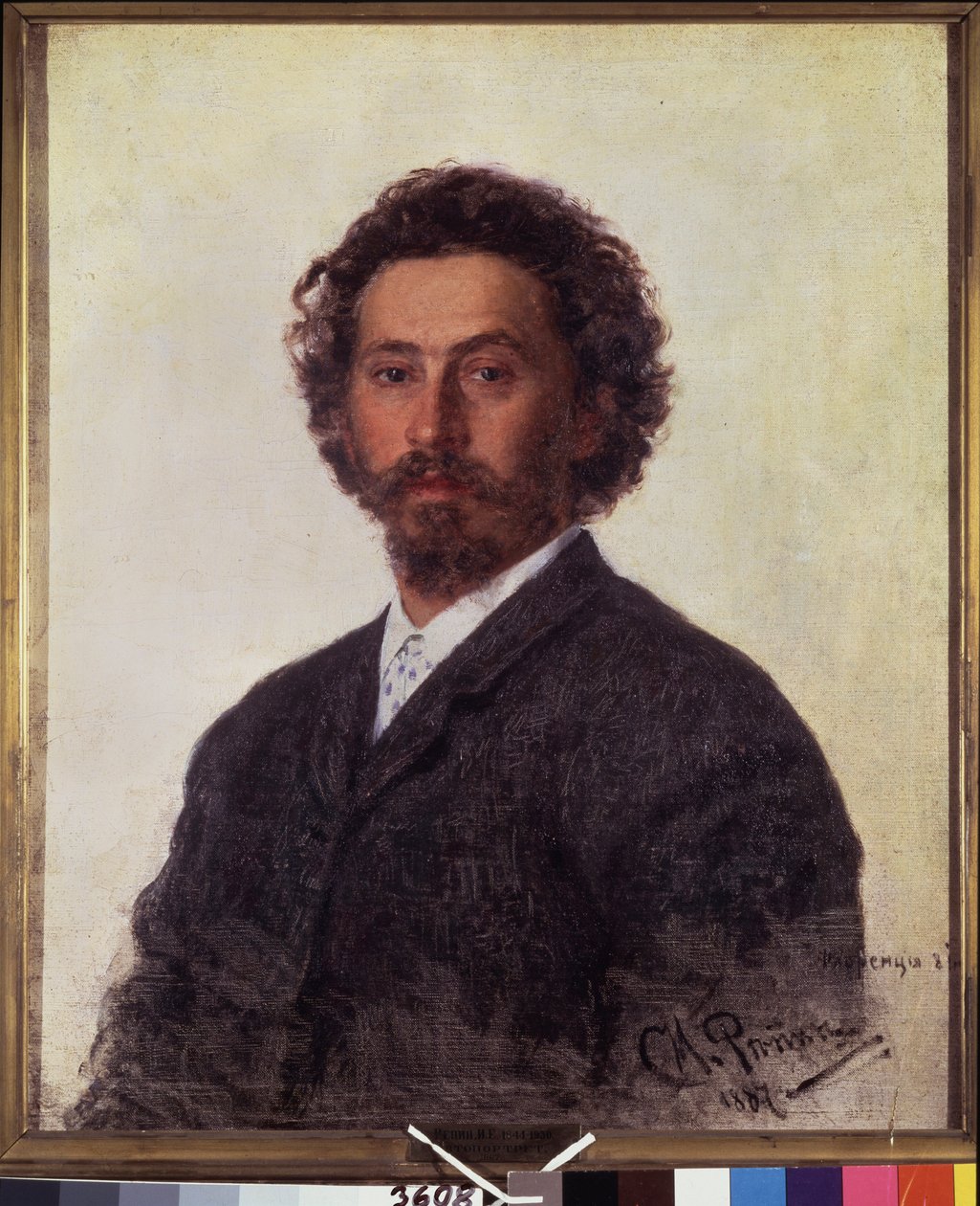 自画像。伊利亚-叶菲莫维奇-列宾（Ilia Yefimovich Repin）（1844-1930 年）的画作，布面油画 作者 伊利亚·叶菲莫维奇·列宾