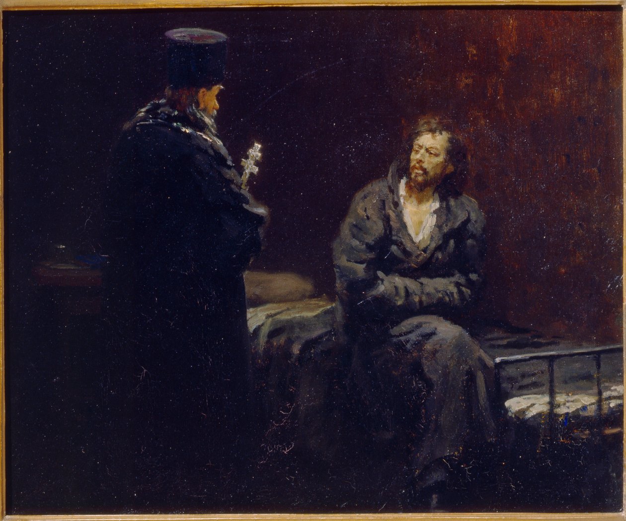 忏悔之前伊利亚-叶菲莫维奇-列宾（Ilia Yefimovich Repin）（1844-1930 年）的画作，布面油画 作者 伊利亚·叶菲莫维奇·列宾