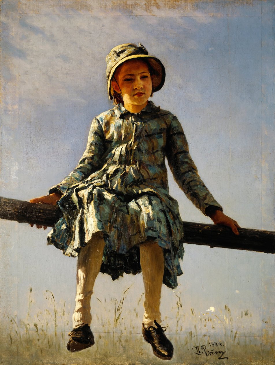 蜻蜓。画家女儿肖像，1884年 作者 伊利亚·叶菲莫维奇·列宾