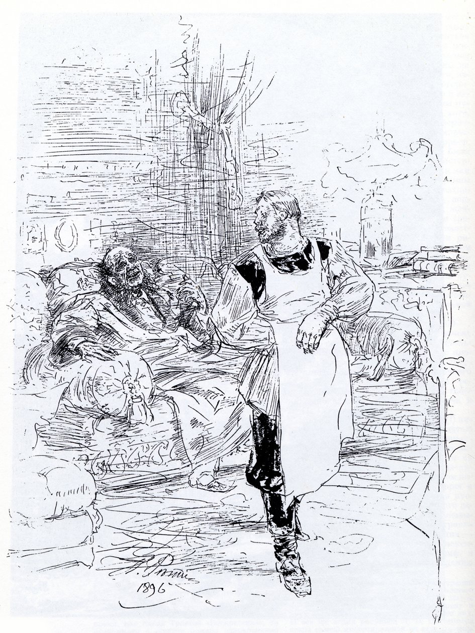 列夫·托尔斯泰的小说《伊万·伊里奇的死》的插图，1896年 作者 伊利亚·叶菲莫维奇·列宾