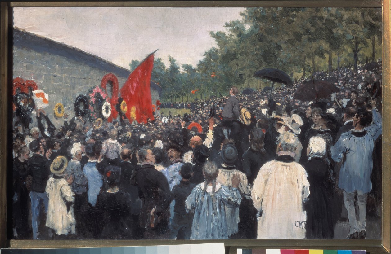 一年一度在巴黎佩雷拉海兹公墓（Mur des Federes 前面，1871 年公社战士在此被枪杀，此后这里成为争取自由和革命理想的象征）举行的集会。Peintu 作者 伊利亚·叶菲莫维奇·列宾