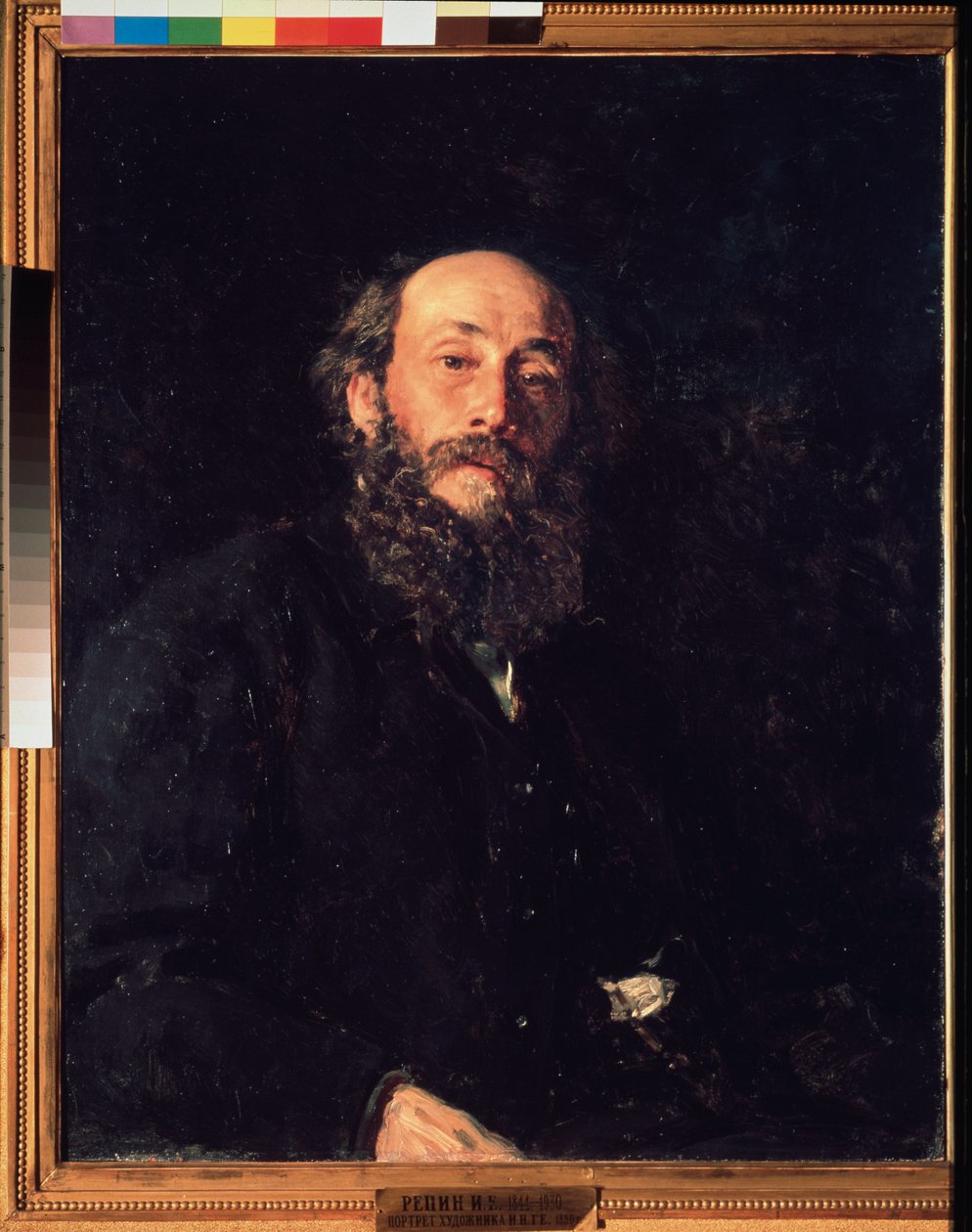 艺术家 Nikolai Ge（盖伊）（1831-1894 年）的肖像。伊利亚-列宾（Ilia Repine）（1844-1930 年）的画作，布面油画 作者 伊利亚·叶菲莫维奇·列宾