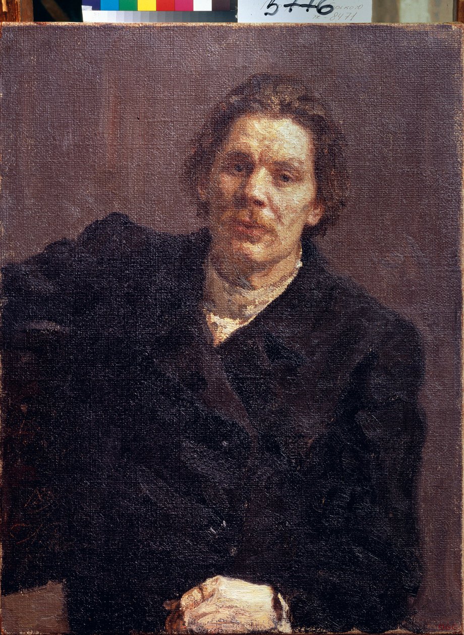 作家高尔基（M. Gorky，1868-1939 年）肖像。伊利亚-列宾（Ilia Repine）（1844-1930 年）的画作，布面油画 作者 伊利亚·叶菲莫维奇·列宾