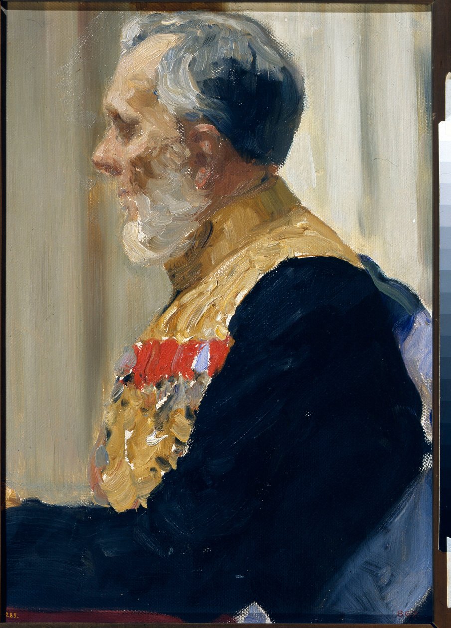 Constantin Ivanovich von der Pahien 伯爵肖像。伊利亚-叶菲莫维奇-列宾（Ilia Yefimovich Repin）（1844-1930 年）的画作，布面油画 作者 伊利亚·叶菲莫维奇·列宾