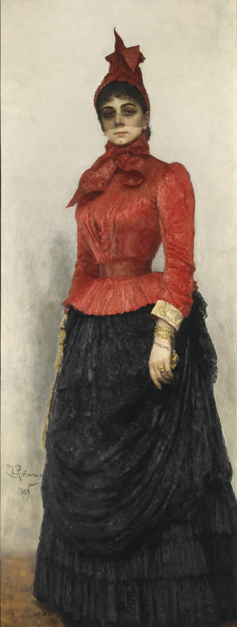 瓦尔瓦拉·伊克斯库·冯·希尔登伯特男爵夫人的肖像1850-1928年，1889年 作者 伊利亚·叶菲莫维奇·列宾