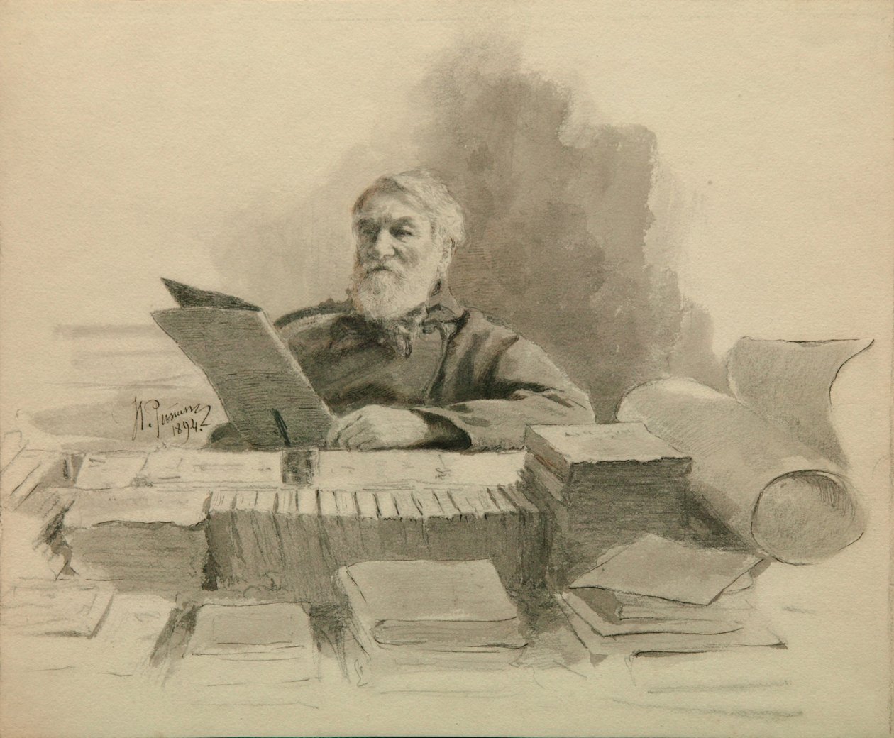 作者肖像德米特里·格里戈罗维奇1822-1899，1894年 作者 伊利亚·叶菲莫维奇·列宾