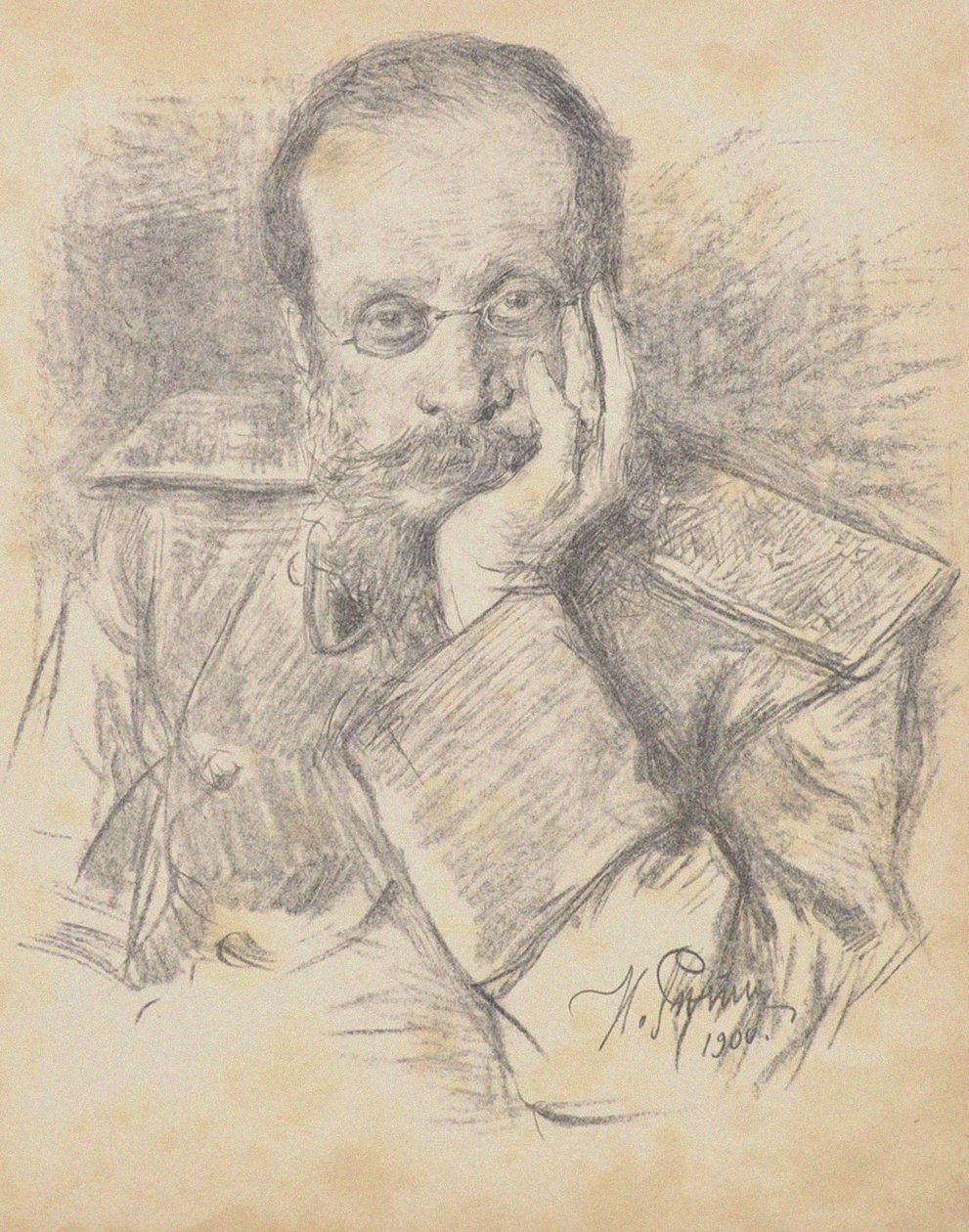 作曲家塞萨尔·安东诺维奇·崔（CésarAntonovich Cui）1835-1918年的肖像，1900年。 作者 伊利亚·叶菲莫维奇·列宾