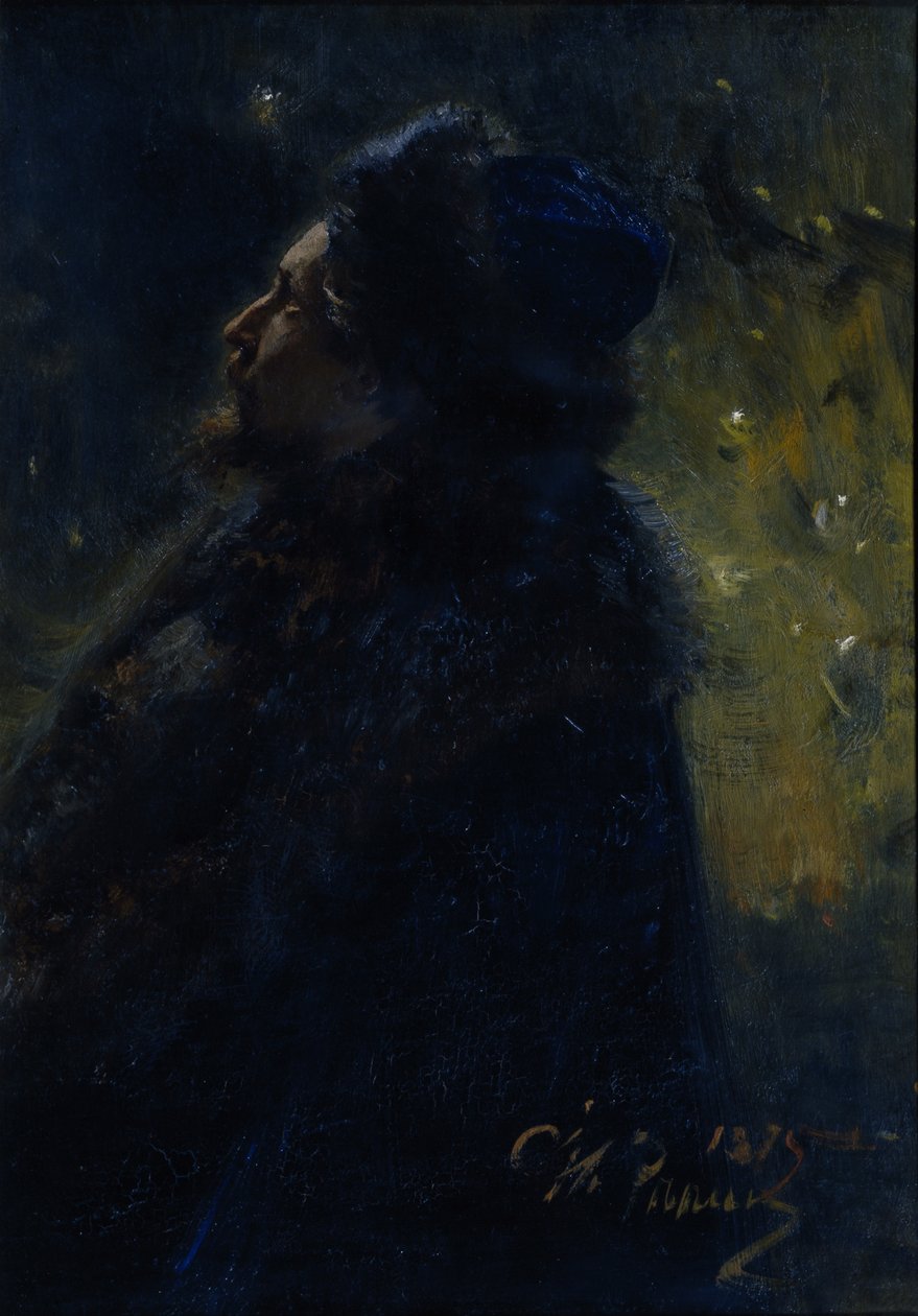 萨德科。艺术家肖像维克多·瓦斯涅佐夫（Viktor Vasnetsov）1848-1926，1875年 作者 伊利亚·叶菲莫维奇·列宾