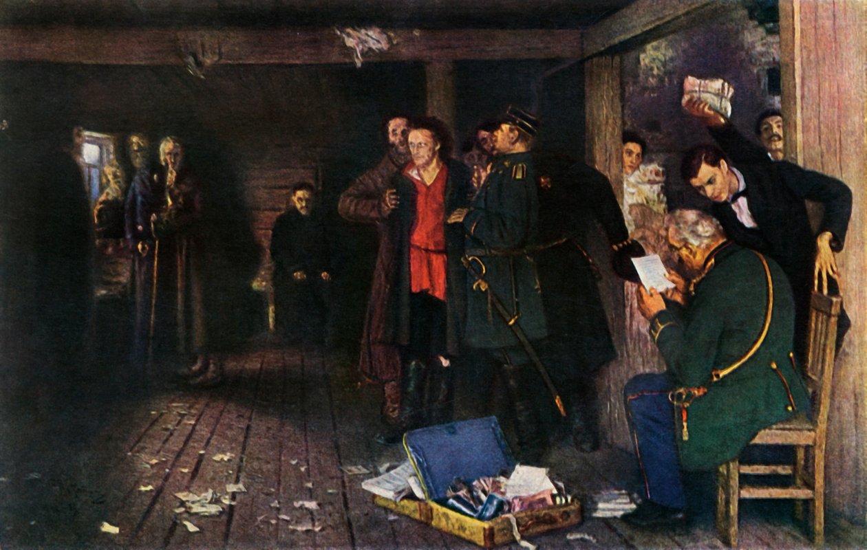 一个宣传者的被捕》，1880-1889年，1965年。 作者 伊利亚·叶菲莫维奇·列宾