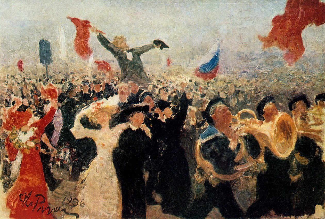 1905年10月17日的示威游行"，约1900-1930。   作者 伊利亚·叶菲莫维奇·列宾