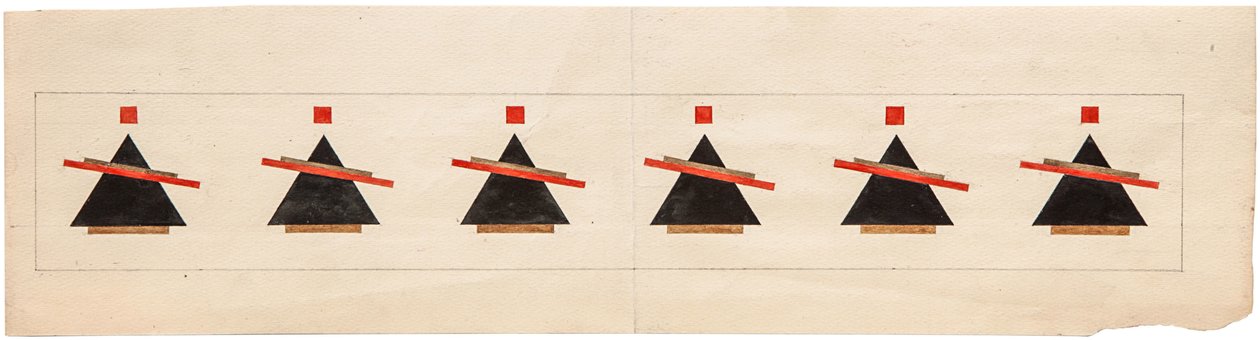 至上主义构图素描，1922年 作者 伊利亚·格里戈列维奇·查什尼克