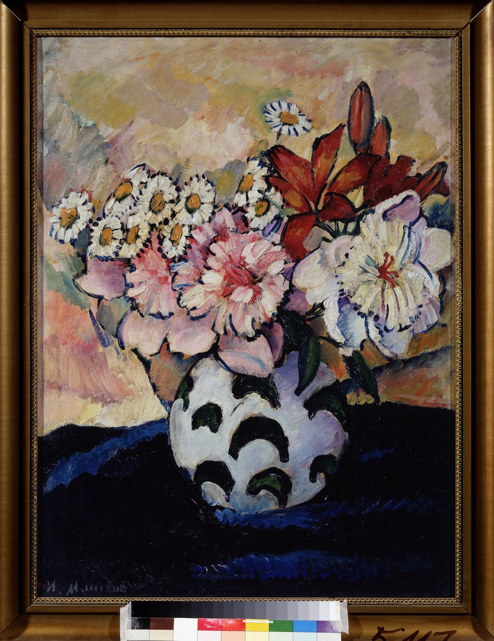 一束花朵。 伊利亚·伊万诺维奇·马什科夫 (Ilia Machkov, Matchkov) (1881-1944) 绘画，布面油画 作者 伊利亚·伊万诺维奇·马什科夫