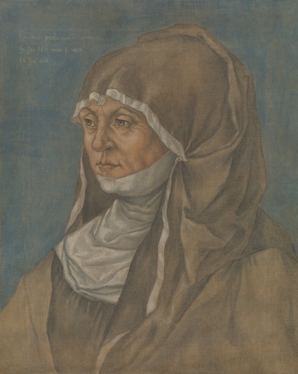 一个女人的肖像，据说是Caritas Pirckheimer 1467-1532。 作者 阿尔布雷希特丢勒的模仿者