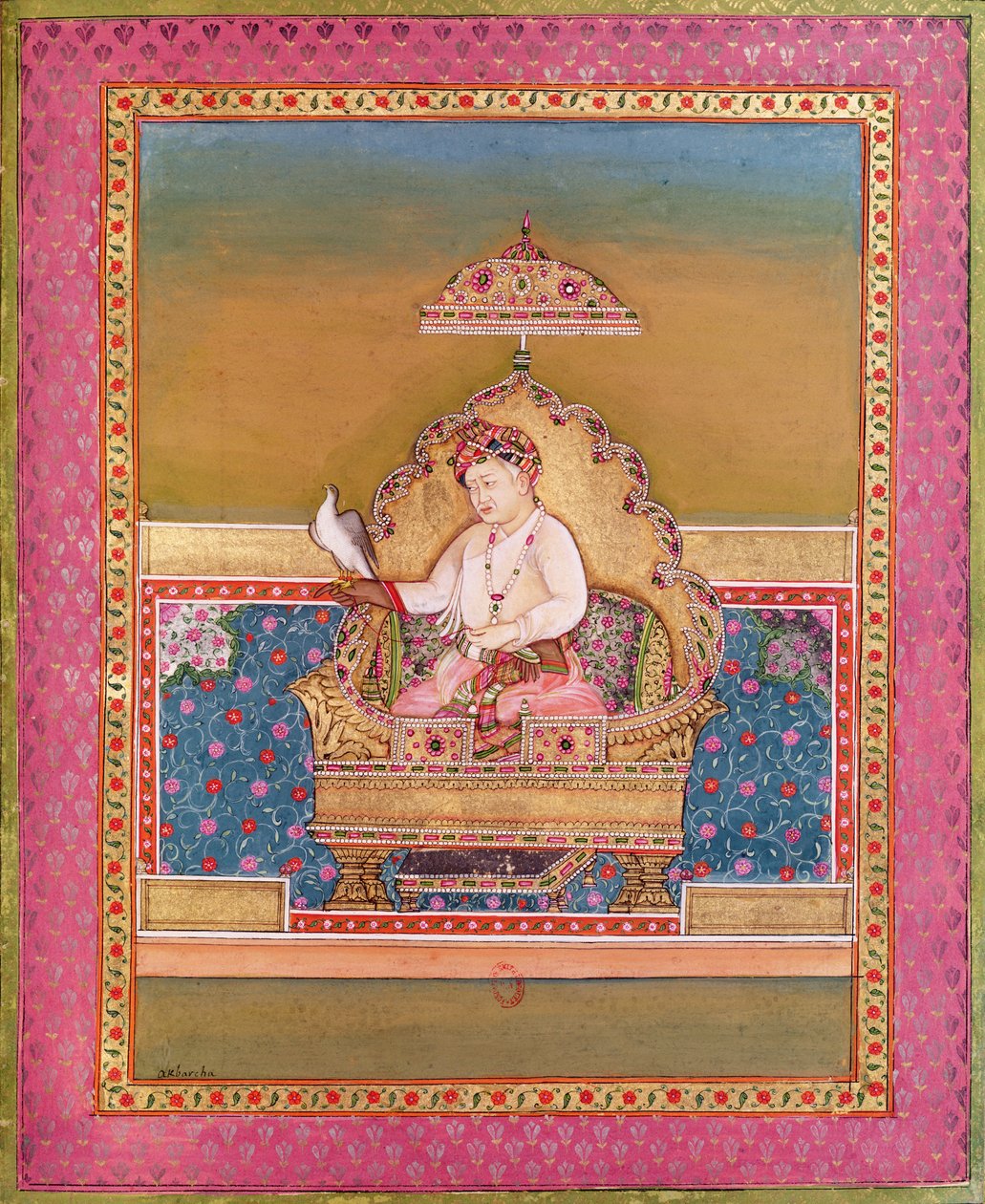 阿克巴（1556-1605），1774年在德里莫卧儿皇帝的肖像画册 作者 印度学校