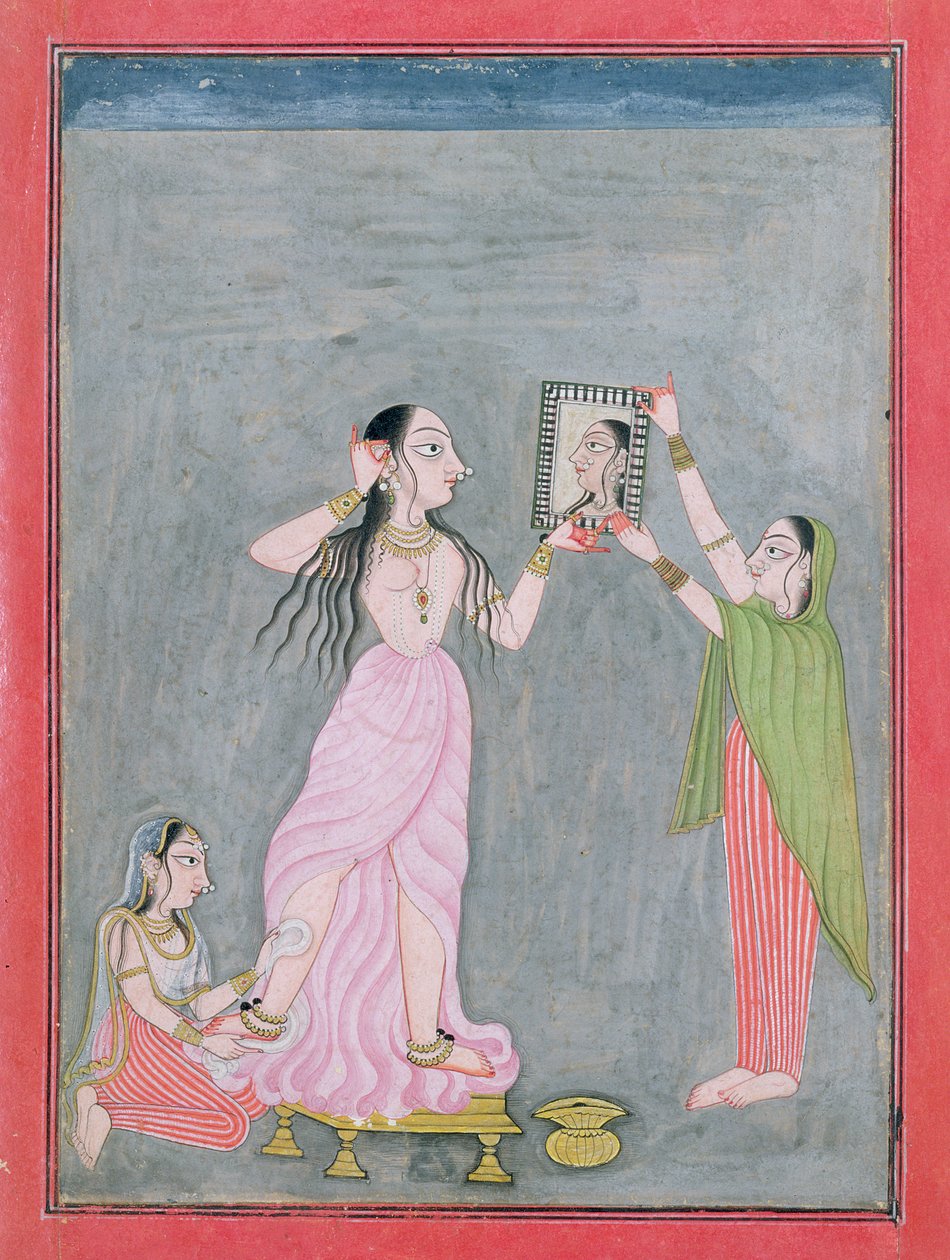 她的厕所的夫人，Mankot，c.1730 作者 印度学校