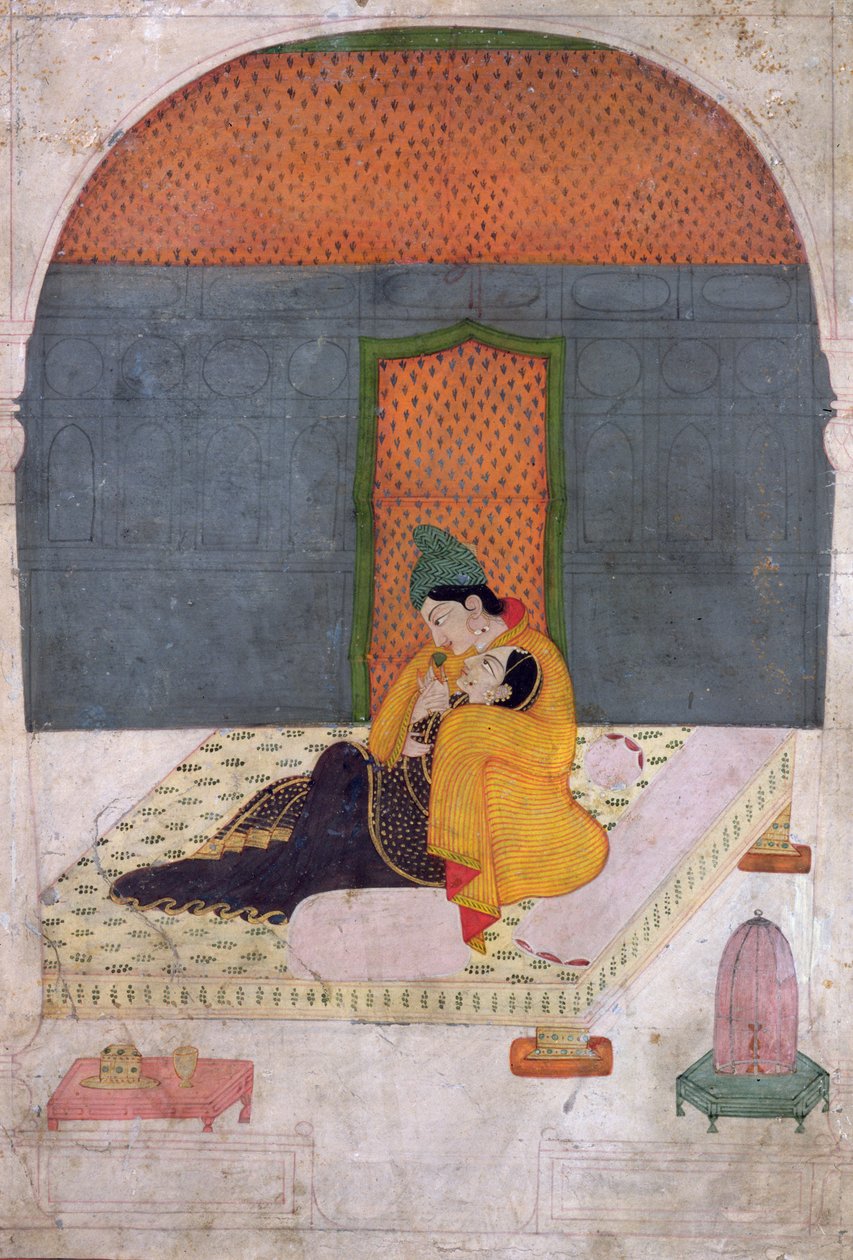 露台上的恋人，Garhwal，1780-1800 作者 印度学校
