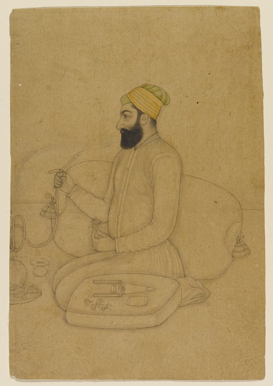 Mirza Dakhani，Naubat Khan（纸上洗）的肖像 作者 印度学校