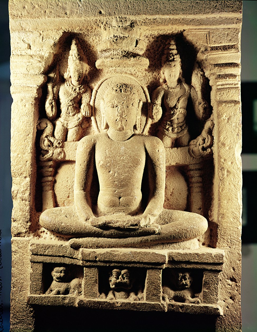 救济描绘Tirthankara Mahavira（公元前599-527）在冥想中，来自Danavulapadu 作者 印度学校