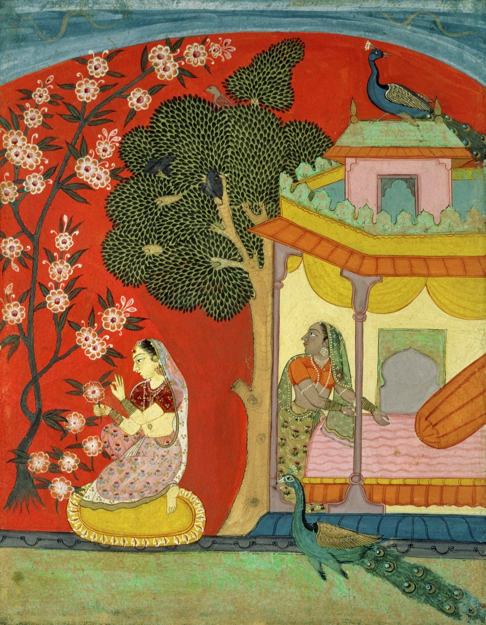 一个女人采摘花，南拉贾斯坦邦或德干，c.1675 作者 印度学校