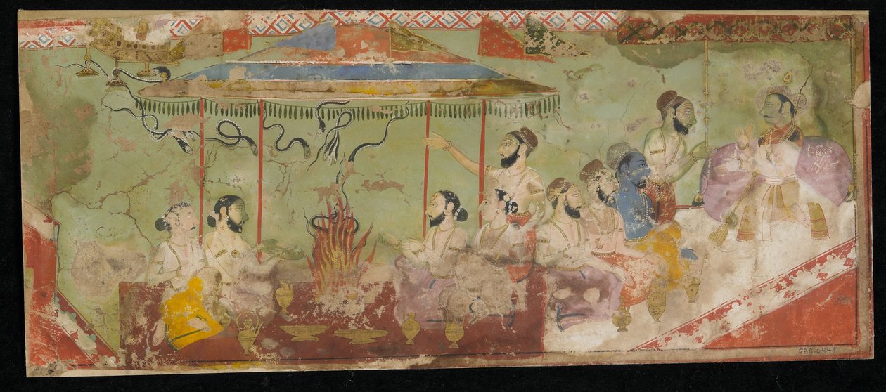 一个祭祀仪式，相册与绘画对开，c.1690 作者 印度学校