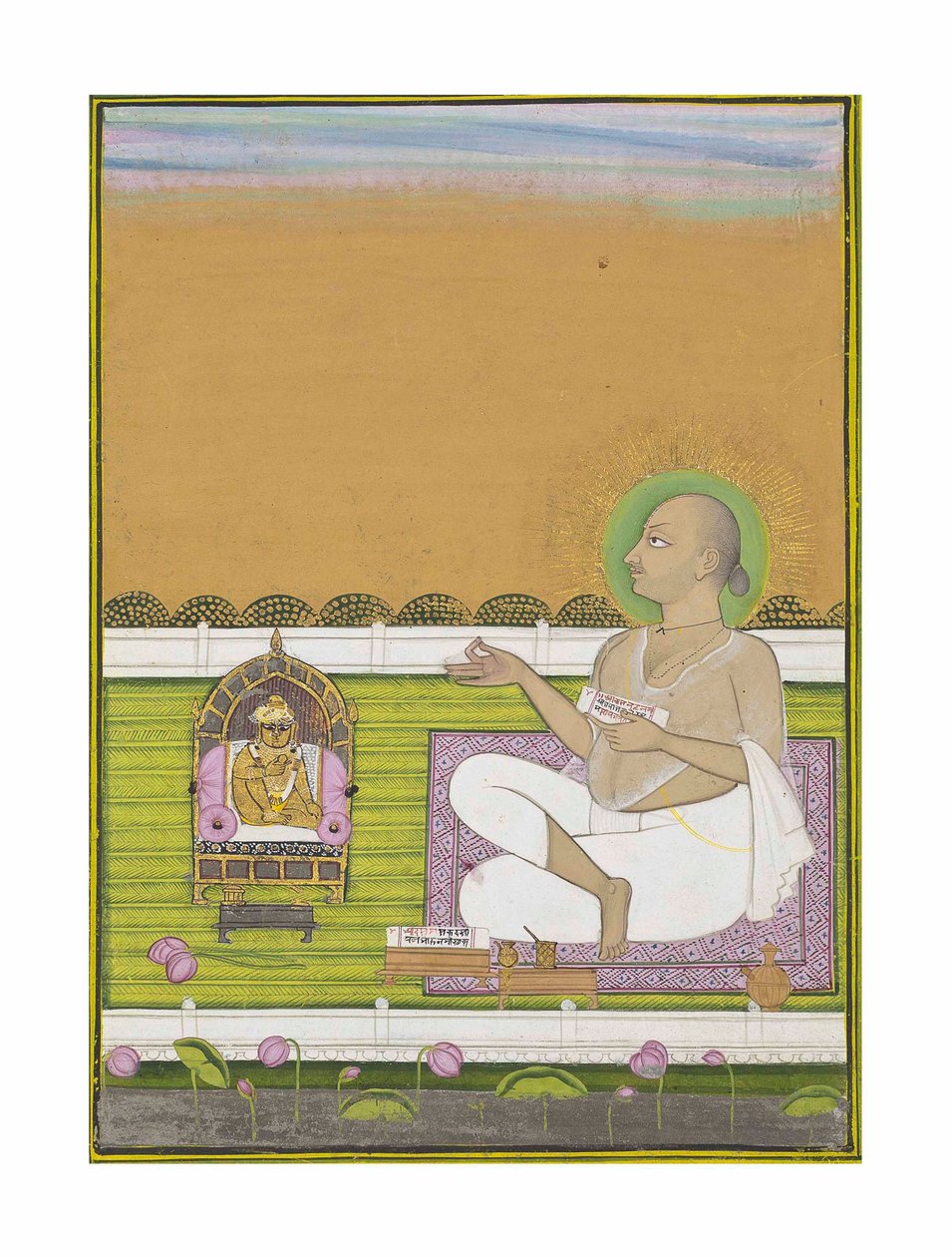 普斯提马格（Pushtimarg）教派的圣人和瑞纳斯（Shri Nathji），约1850年 作者 印度学校