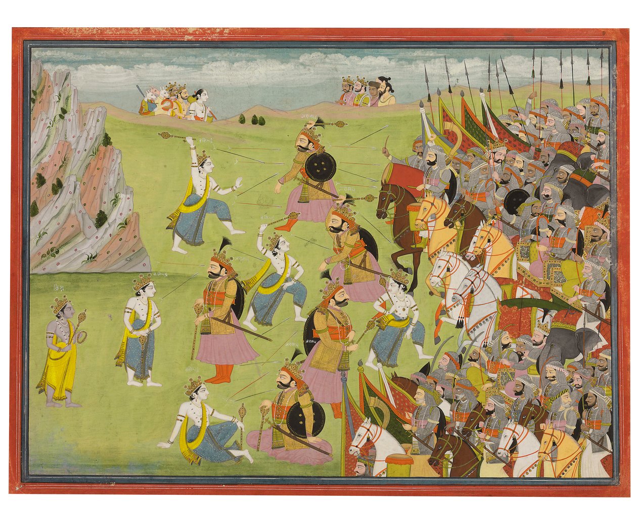 摩ab婆罗多（Mahabharata）的画作：巴拉巴拉与加拉桑达（Jarasandha），坎格拉（Kangra）或加尔瓦尔（Garhwal）作战，约1810-20年 作者 印度学校