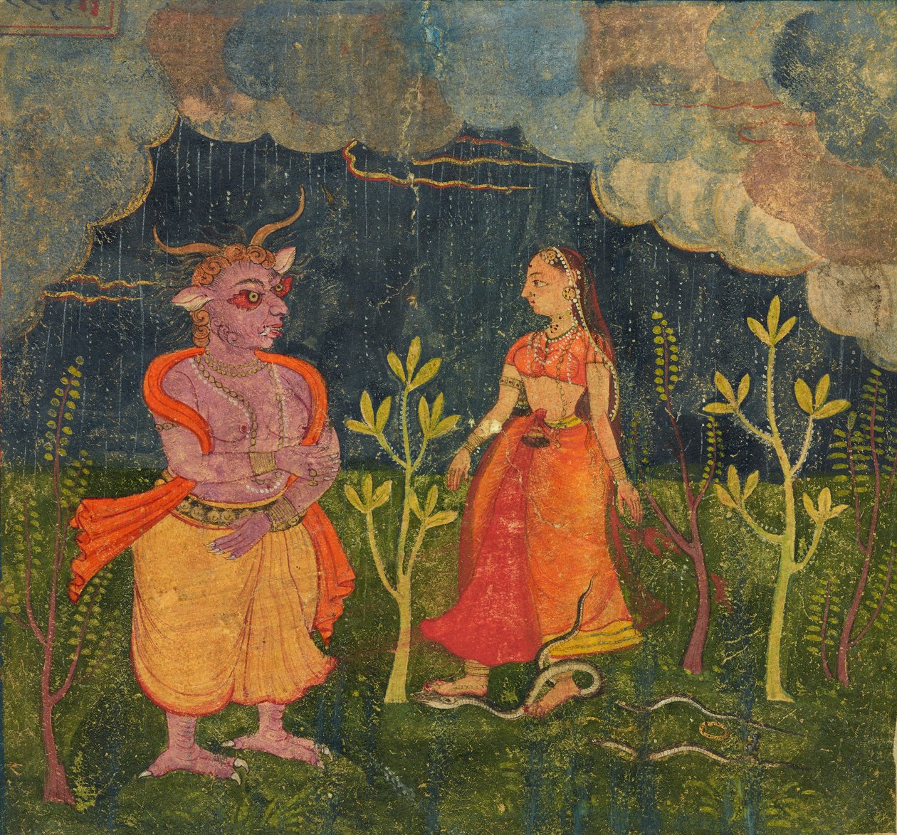 对开本的“ Rasikpriya” Abhisarika Nayika，约1615年至1625年 作者 印度学校