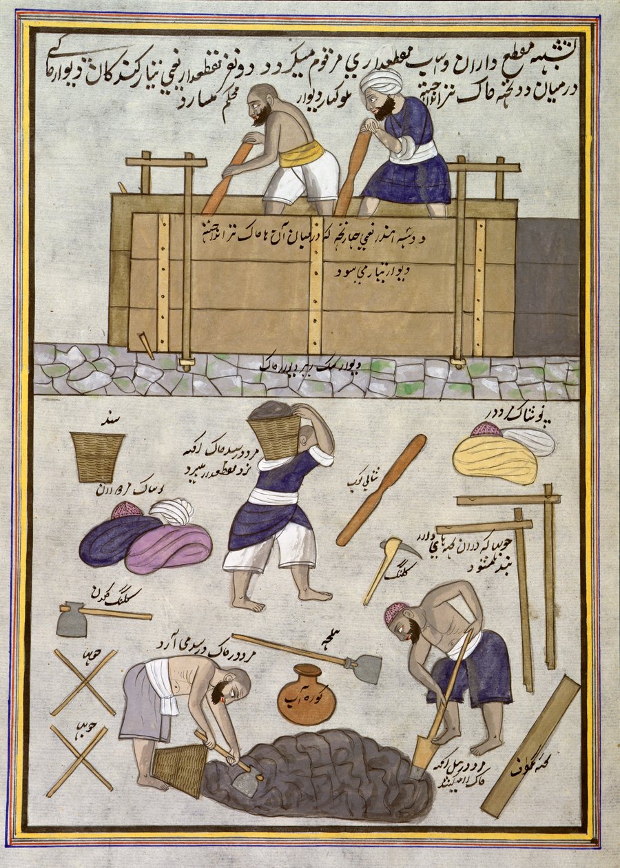 Add.Or.1717 泥墙的建造者（纸面水彩画） 作者 印度学校