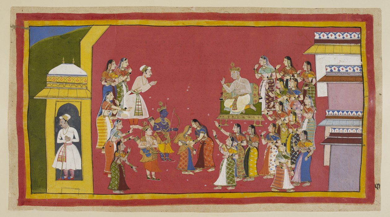 Add 15296 (1) f.51r，其他人试图与凯克姬讲道理，但无济于事，她依然态度坚决。达萨拉塔劝说拉玛再拖延一段时间，但他决心不再拖延。他要带去的将是 作者 印度学校