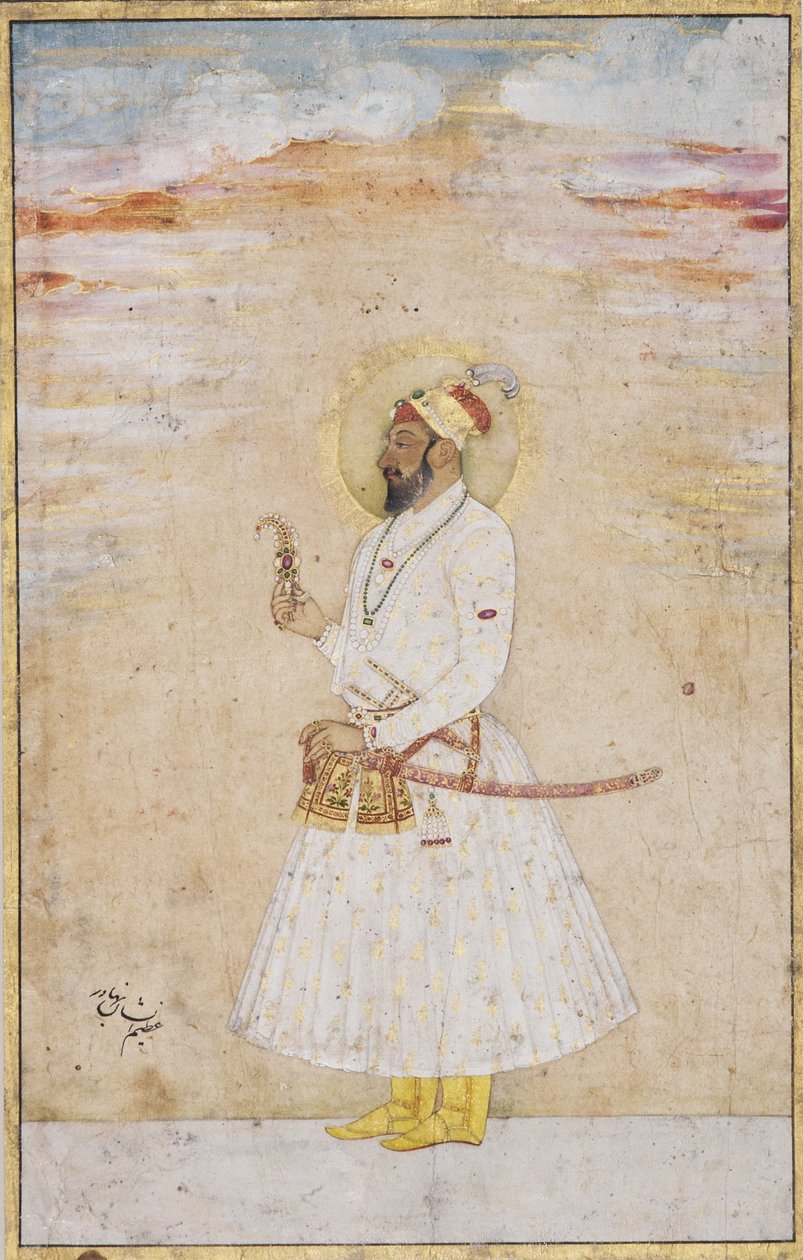 Azim us Shan Bahadur，1720（不透明wc＆黄金在纸上） 作者 印度学校