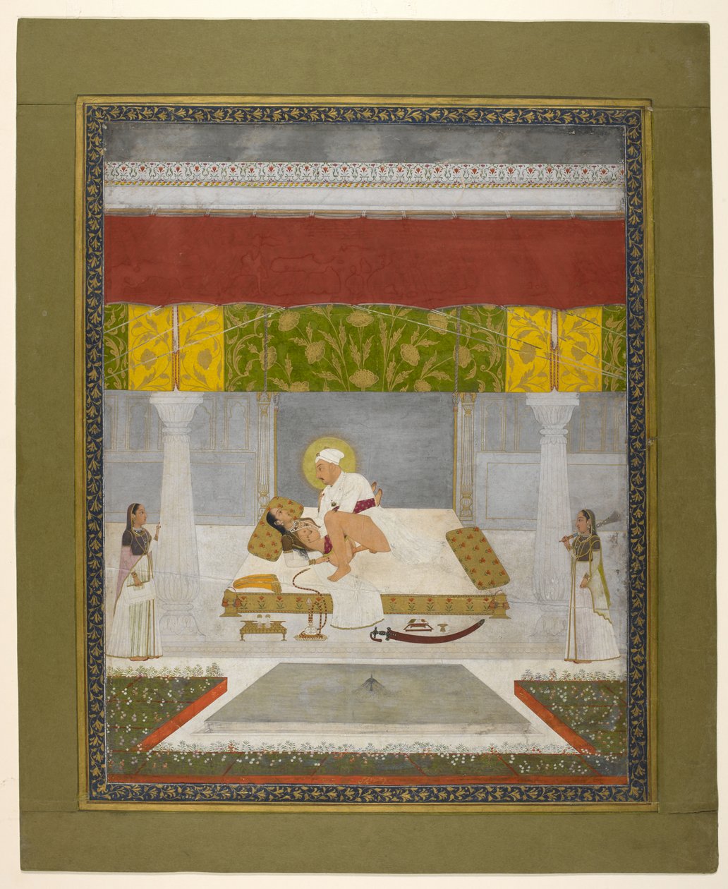 奇塔尔曼二世（Kalyan Das），《穆罕默德-沙做爱》，约 1735 年（纸面水粉画） 作者 印度学校