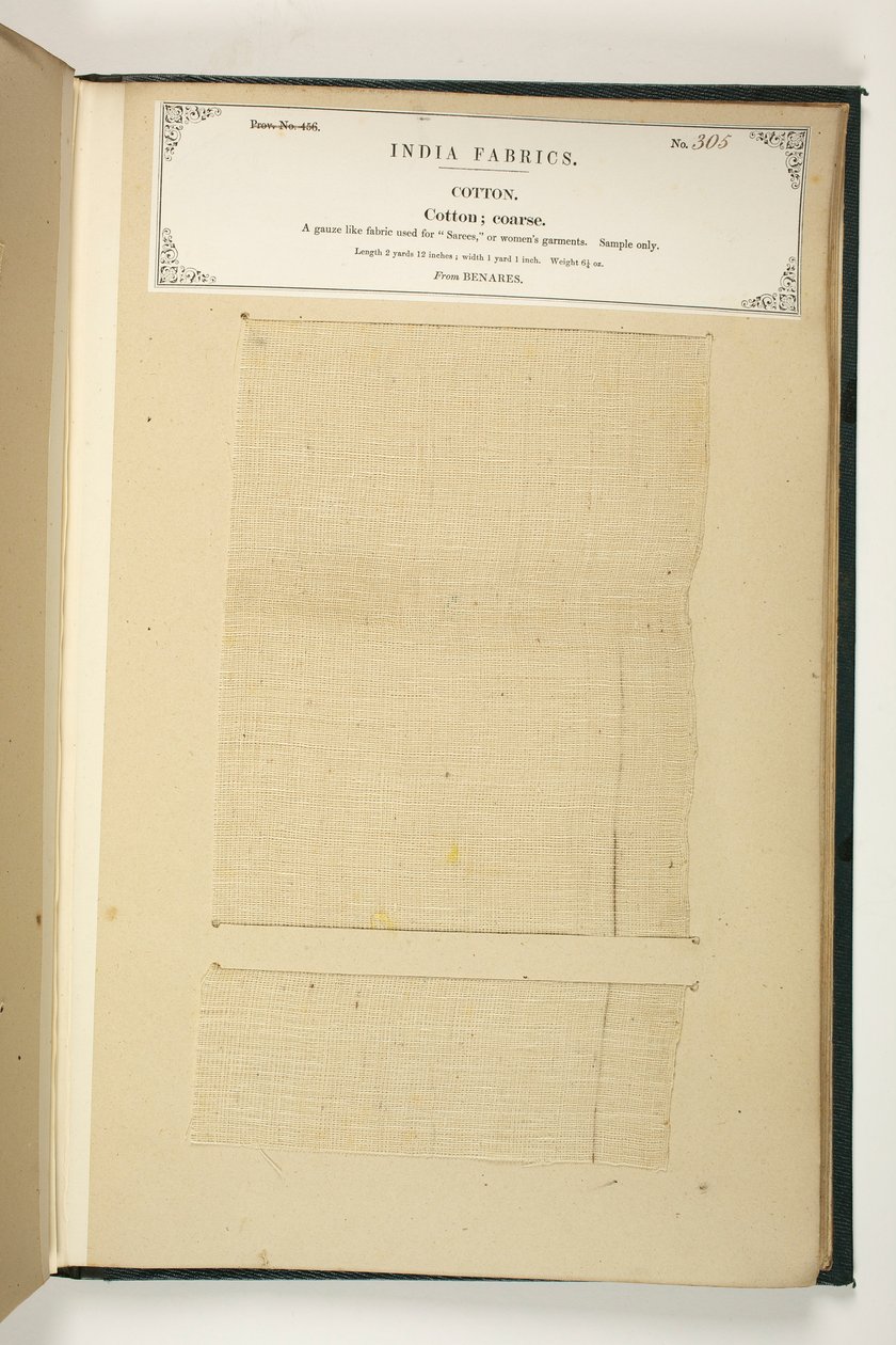 来自印度纺织品制造商收藏的粗棉花Benares，由John Forbes Watson于1866年出版 作者 印度学校