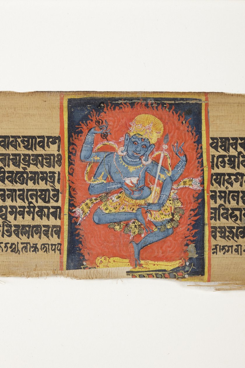 跳舞Heruka，c.1150-1200（不透明的wc和棕榈叶上的墨水） 作者 印度学校