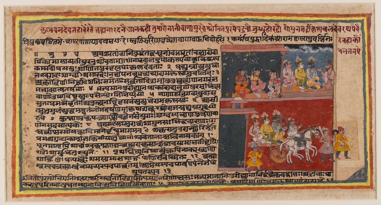 Bhagavata Purana系列的双面对开，c.1610-50（纸上wc）（正面499342） 作者 印度学校