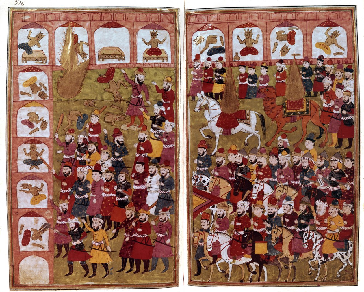 630年，先知穆罕默德进入麦加的天房，来自“Hamla-i-Haydari”的插图，作者：Mirza Muhammad Rafi“Bazil，1808 作者 印度学校