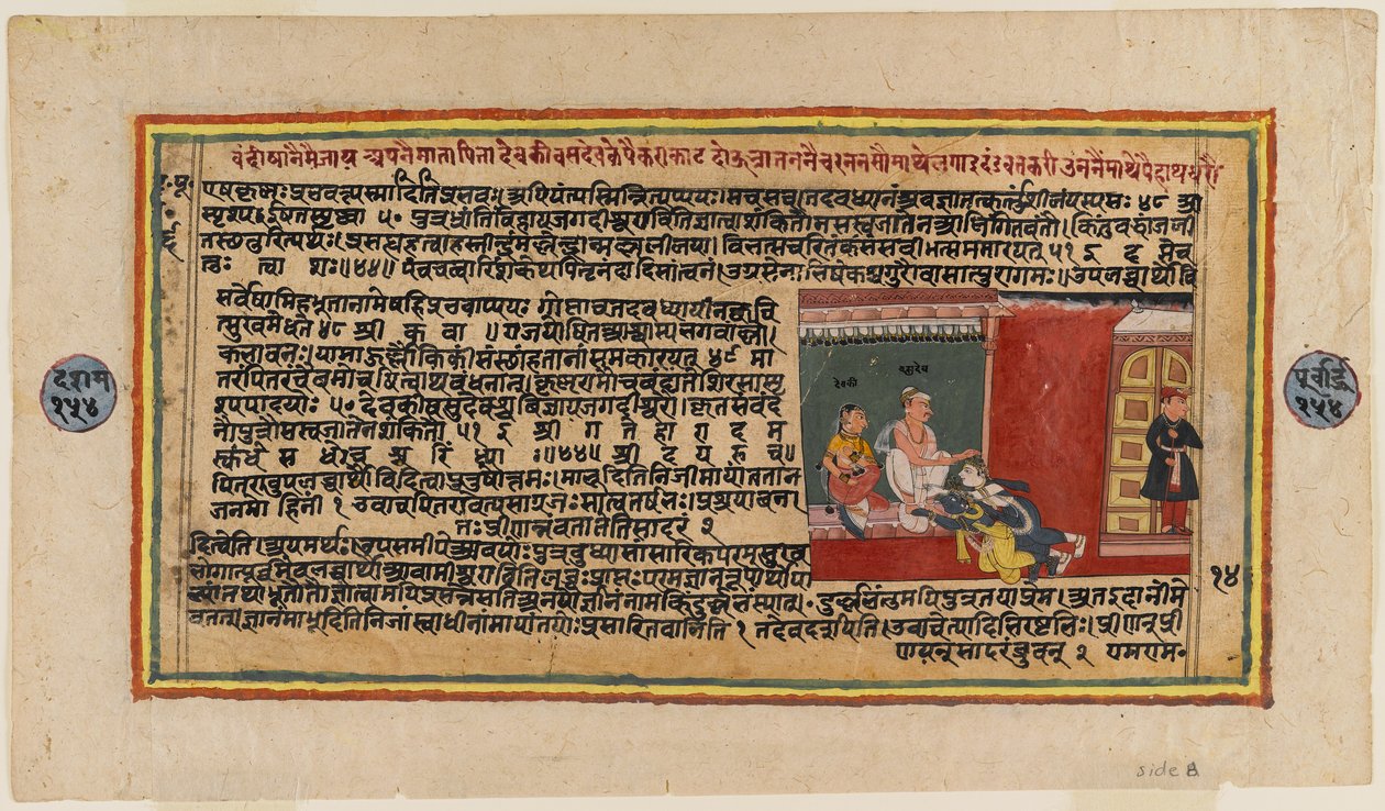 Bhagavata系列的Folio，c.1610-50（纸上wc）（499339的反面） 作者 印度学校