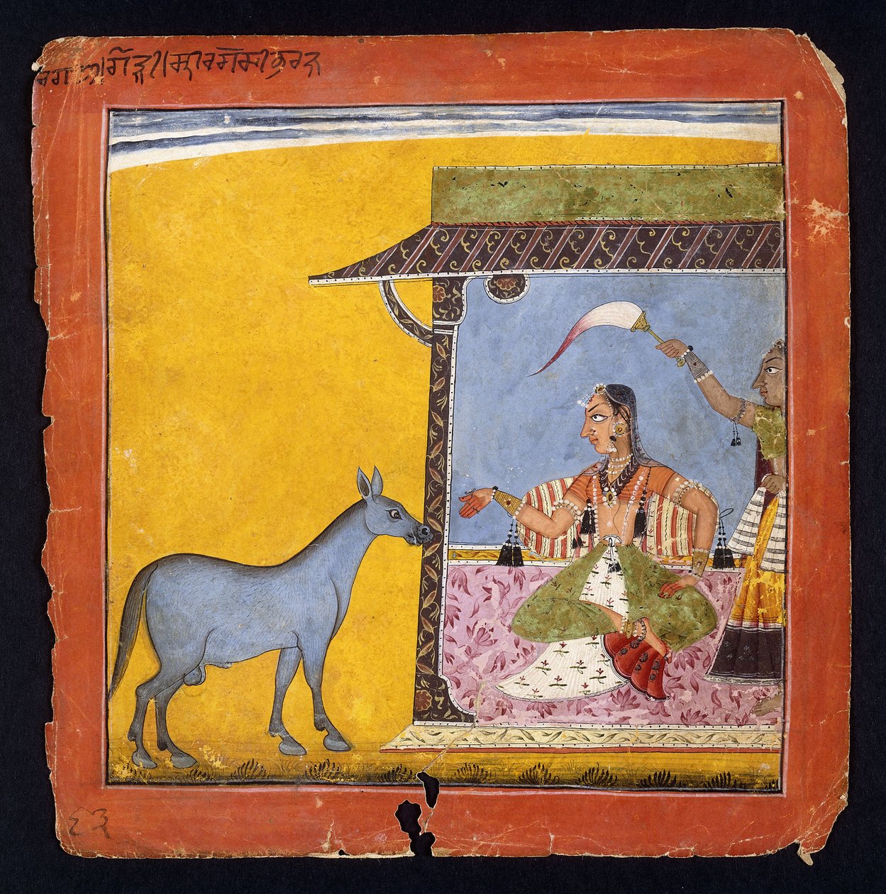 斯里拉加的妻子高迪·拉吉尼（Gaudi Ragini），约1690-5年 作者 印度学校