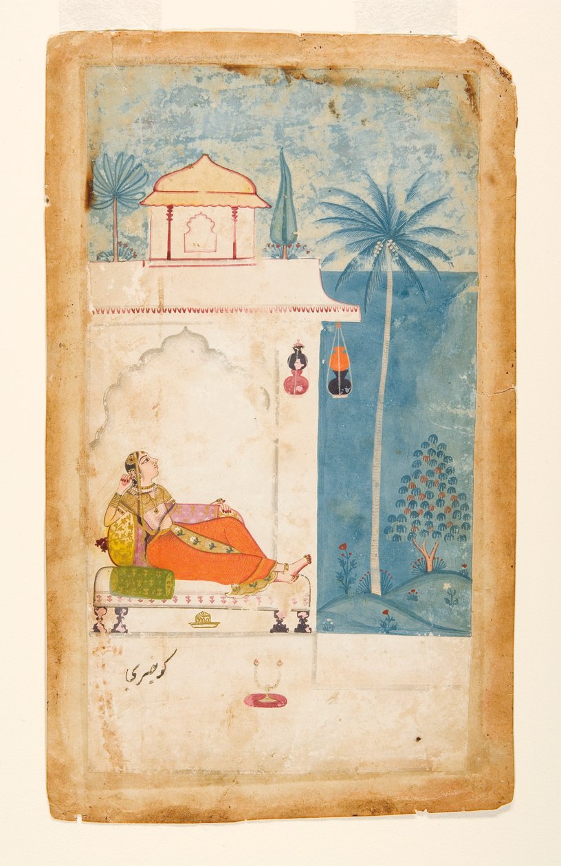 Megh的Gurjari Ragini，c.1680（不透明的wc＆黄金在纸上） 作者 印度学校