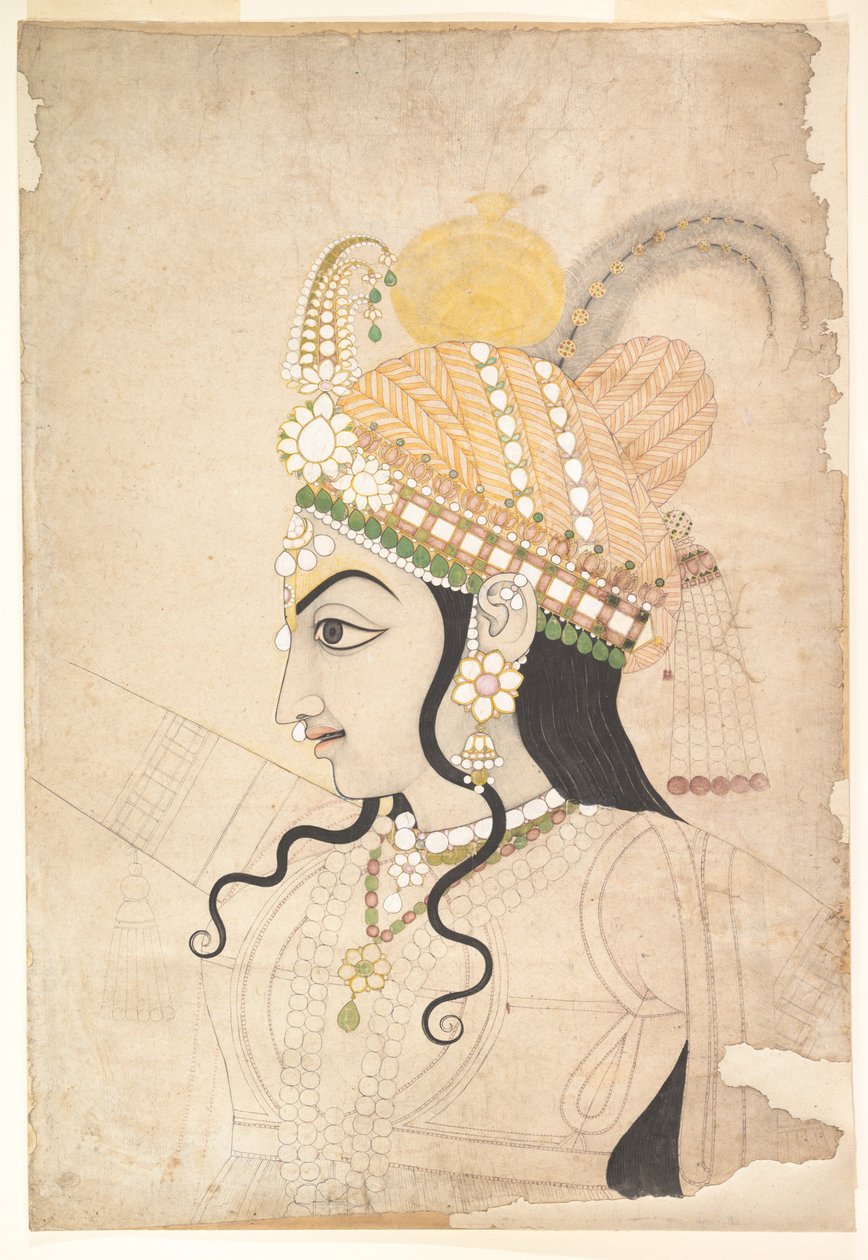克里希纳团长：Raslila壁画的漫画，c.1800（纸上水墨和水彩） 作者 印度学校