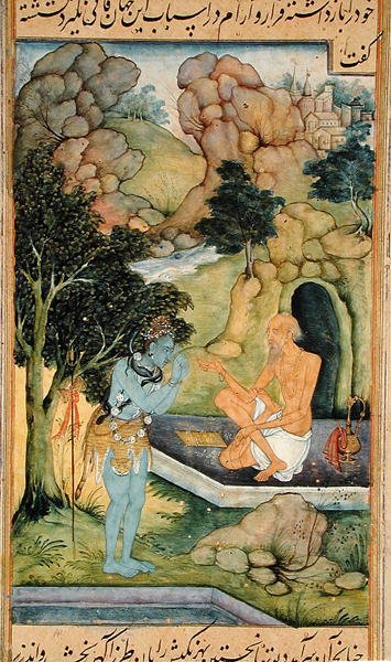 在。05,f.304v 带子和湿婆 作者 印度学校