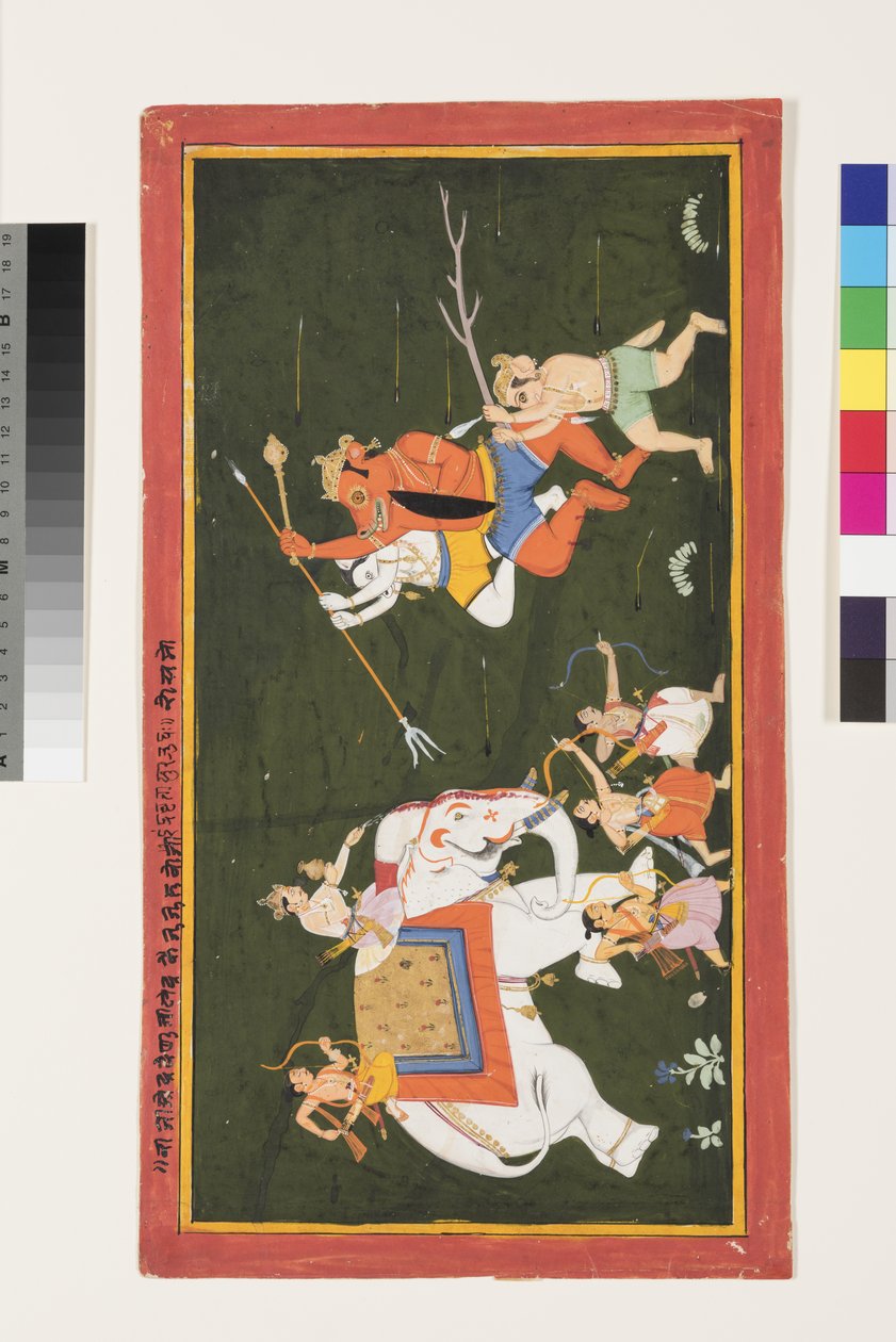 英德拉与1680-1700的恶魔Vritrasura战斗 作者 印度学校