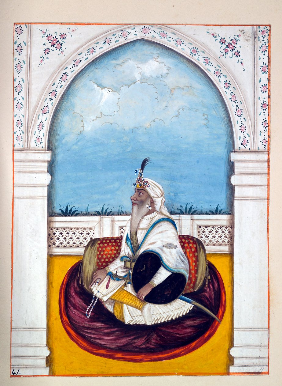 Jemadar Khushyal Singh，来自旁遮普王国，其统治者和酋长，第二卷，由一位身份不明的印度艺术家进行的30项水彩研究，第1840页（纸上写着） 作者 印度学校