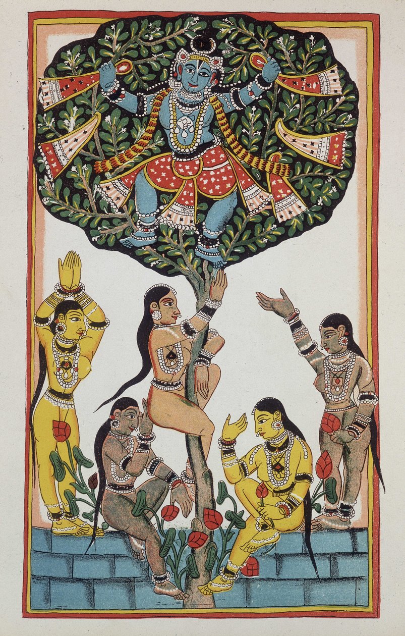 Krishna and 5 goddesses 作者 印度学校