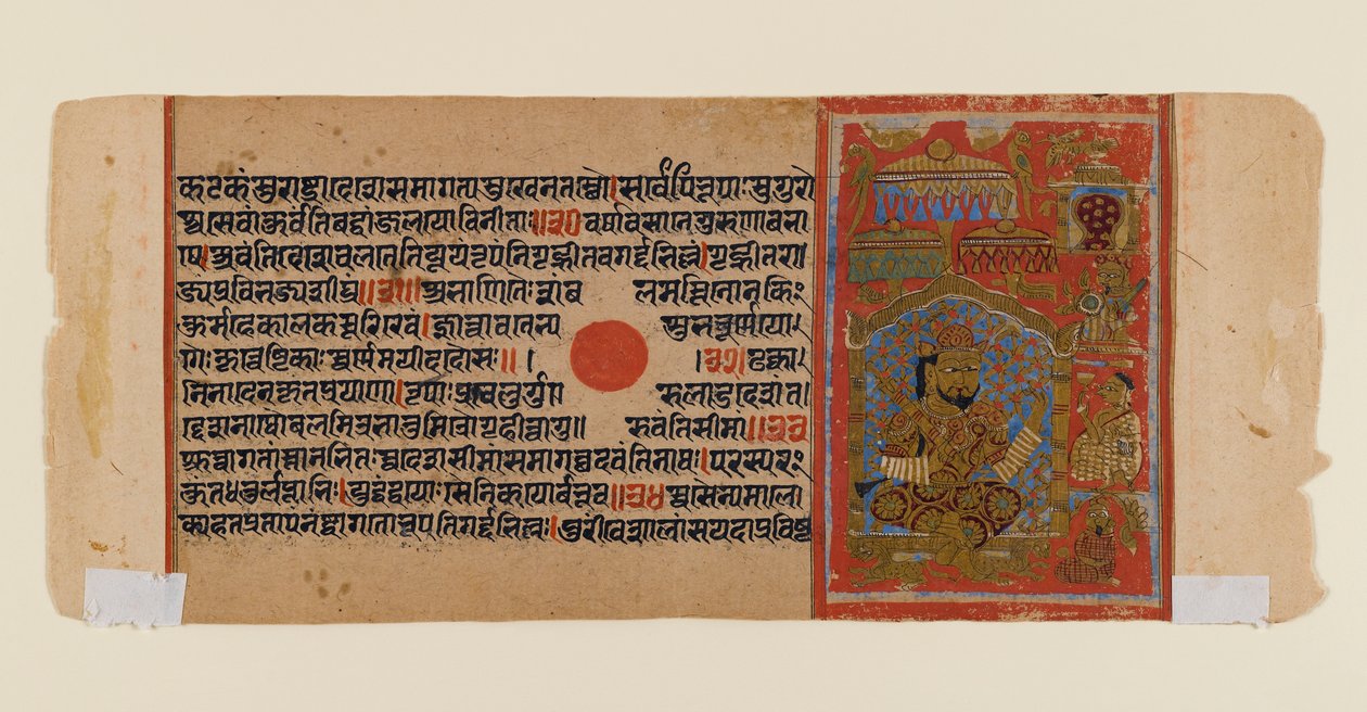 来自Kalakacharya-katha的分散耆那手稿的叶子，c.1450-1475（不透明的wc＆黄金在纸上） 作者 印度学校