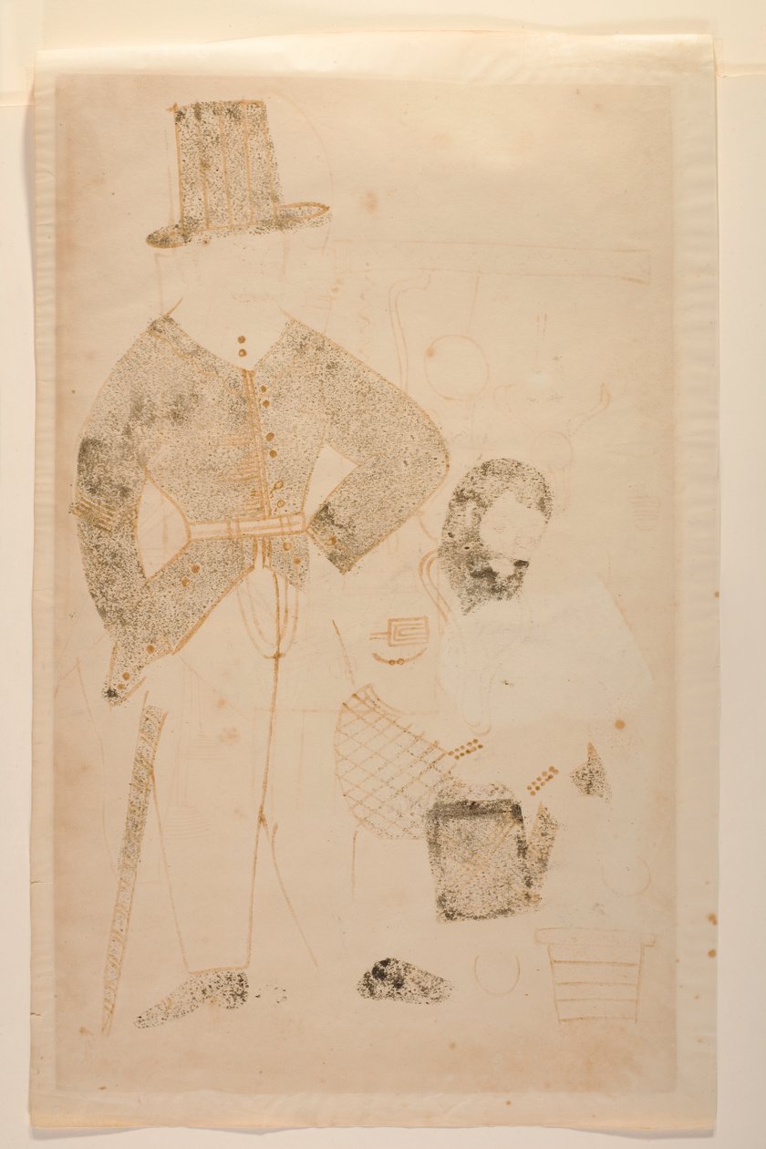 Mahant将榨油机改为监狱，Kalighat Album，1880（水彩画） 作者 印度学校