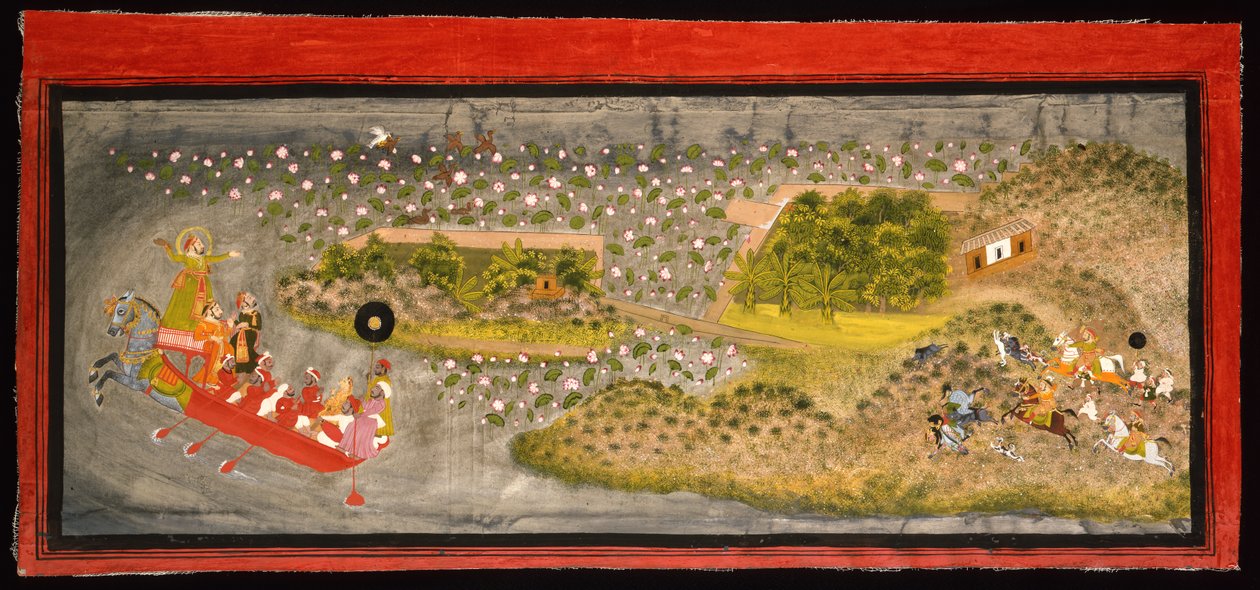 Maharana Jagat Singh II小贩和野猪狩猎，约1740年 作者 印度学校