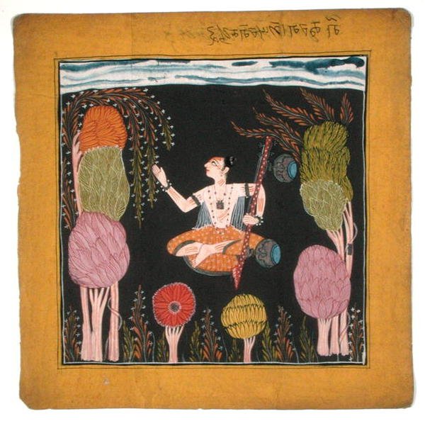 音乐模式Goda Raga-Kulu-Pahari，约1700-10（纸上水粉画 作者 印度学校