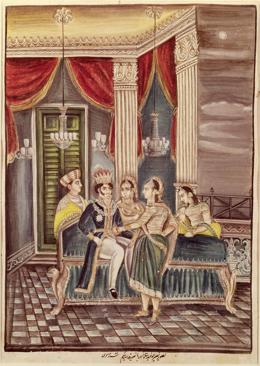 Nasir Ud-Din Haidar（1827-1873）奥德王在他的宫殿，1845年 作者 印度学校