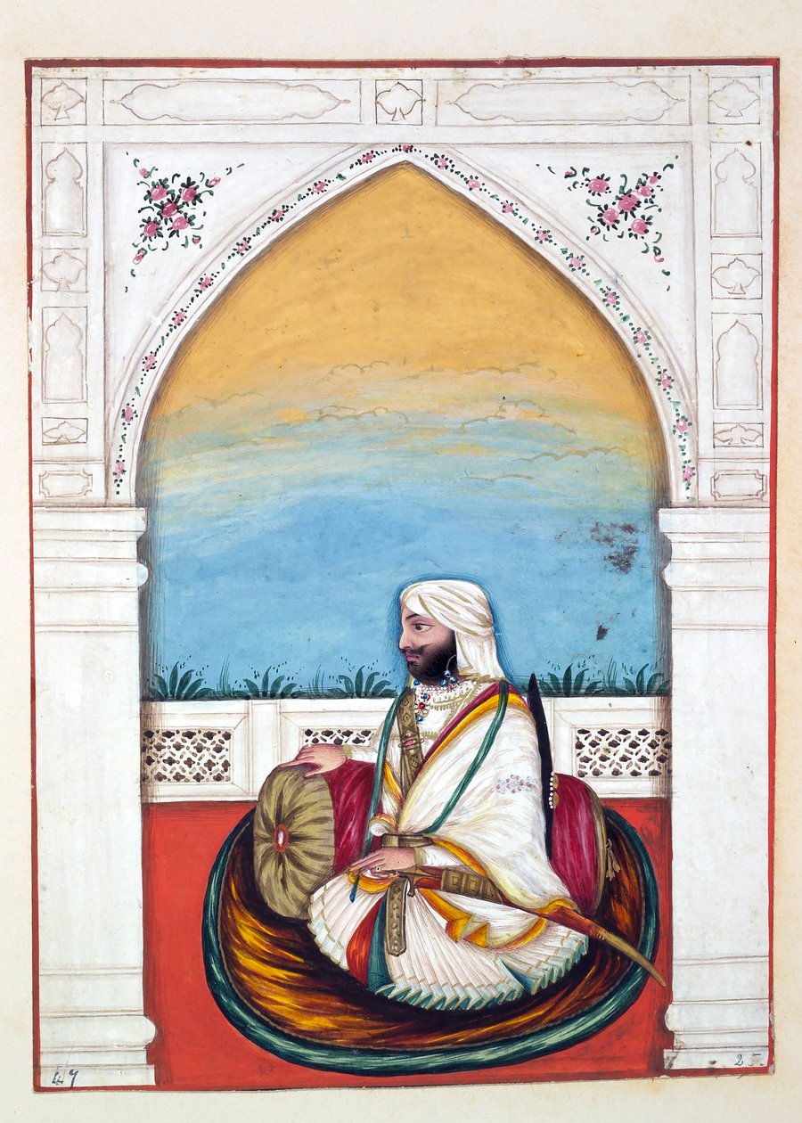 来自旁遮普王国的Nawab Imam-od-dun，其统治者和酋长，第二卷，由一位身份不明的印度艺术家进行的30次水彩研究，第1840页（纸上写着） 作者 印度学校